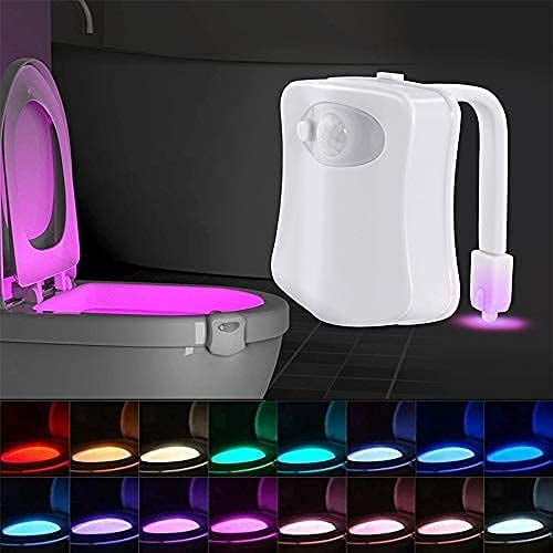 Fun Bathroom Lighting Add on Toilet Bowl Seat Motion Sensor Activated LED 9 Color Modes Weird Novelty Funny Birthday Gag Gifts for Men Dad The Original Toilet Night Light Gadget Kids & Toddlers 